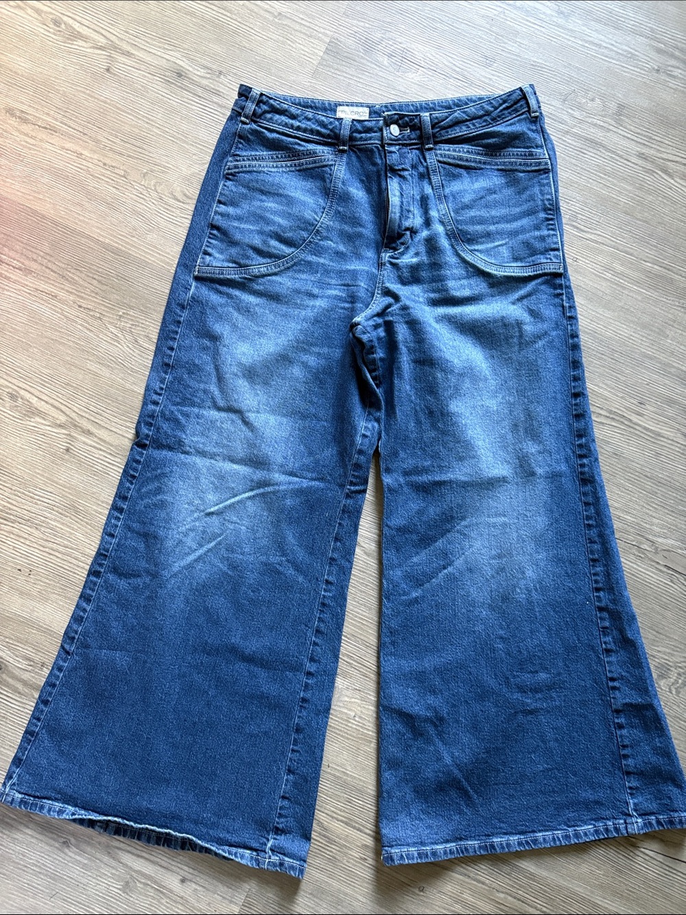 Pilcro Wide-Leg Jeans in Dark Blue Wash